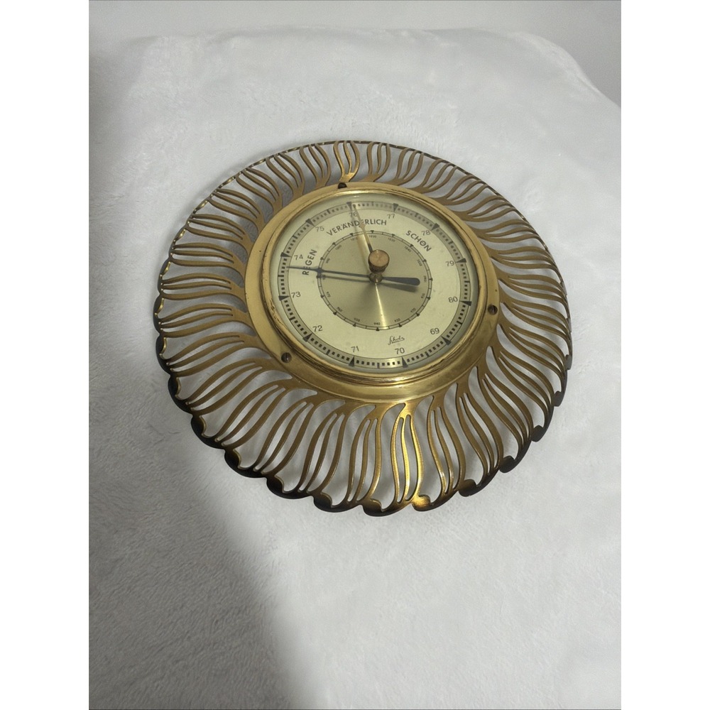 Brass Barometer Wall Hanging Aneroid Weather Station Instrument Vintage Untested